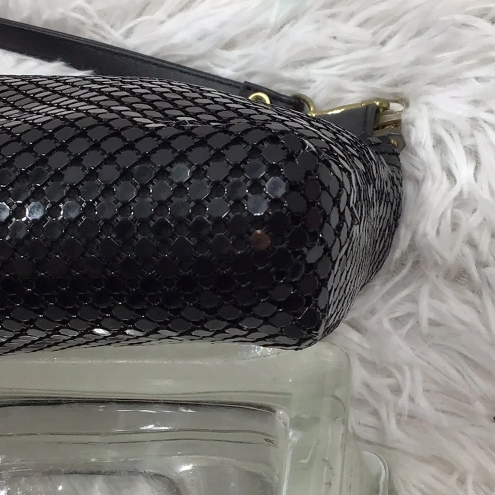 Vintage Whiting & Davis black mesh leather crossbody evening bag